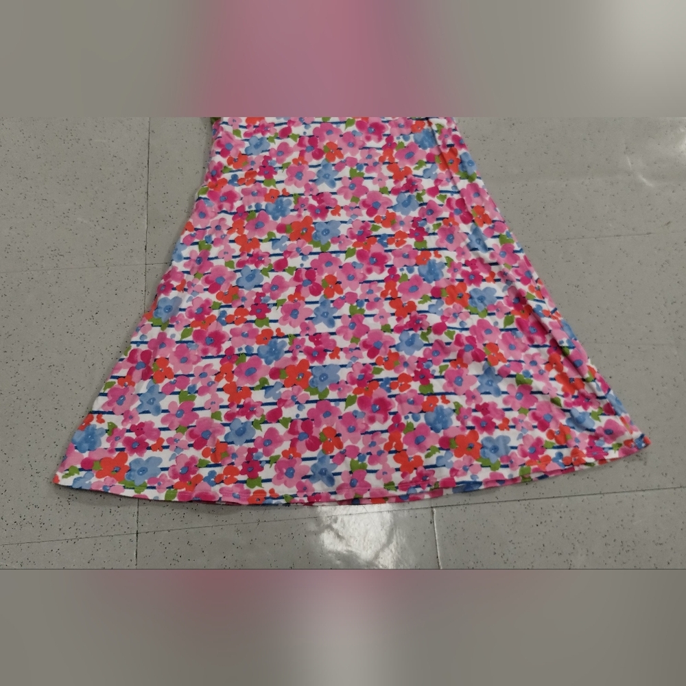 Lands' End floral Flower Sleeveless Multicolor Cotton Tank Dress Small 7-8 Girl - Picture 5 of 10